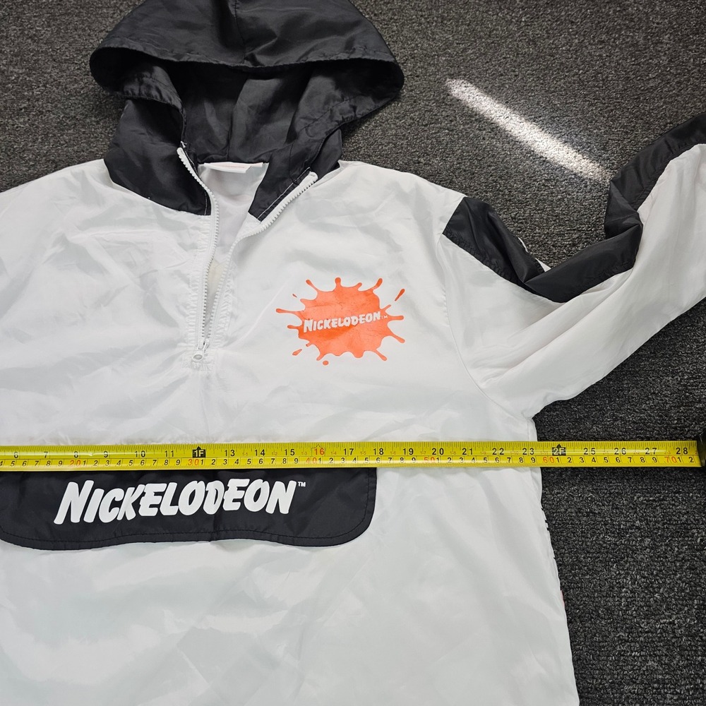 Nickelodeon Windbreaker Jacket Mens Large 90s Cartoon Characters White 1/4 Zip - Picture 6 of 7
